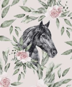 Panel welur koń w kwiatach 1