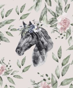 Panel welur koń w kwiatach 2
