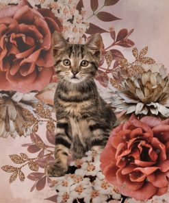 Panel wodoodporny kot w kwiatach 2