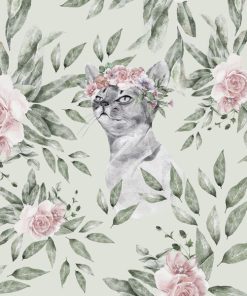 Panel welur kot w kwiatach 2