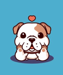 Panel welur pies buldog kawaii 2