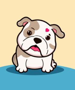 Panel welur pies buldog kawaii
