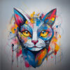 Panel wodoodporny portret kot graffiti 2
