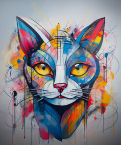 Panel welur portret kot graffiti 2