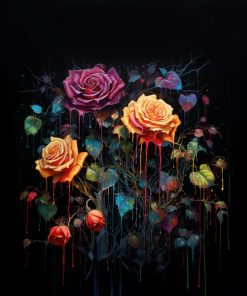 Panel welur kolorowe róże 1