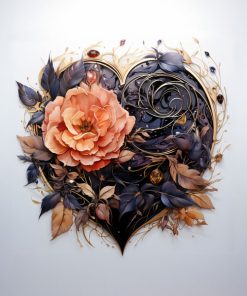 Panel welur serce i kwiaty 1