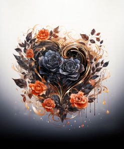 Panel welur serce i kwiaty 3