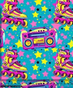 Tkanina wodoodporna stay pink radio i rolki - obrazek 2