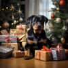 Panel welur świąteczne zwierzęta rottweiler