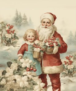 Panel welur święta vintage Mikołaj 2