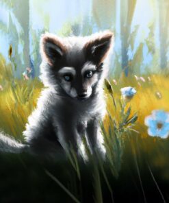 Panel welur uroczy wilk na łące