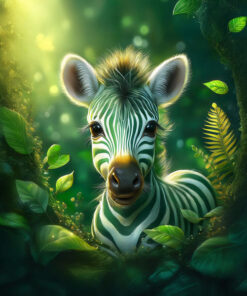 Panel welur zielona dzicz zebra 18