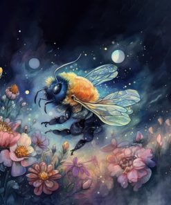 Panel welur zwierzęta w kwiatach pszczoła 1