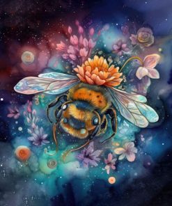 Panel welur zwierzęta w kwiatach pszczoła 2