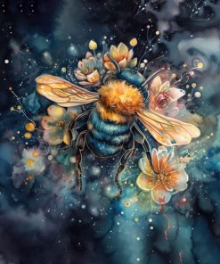 Panel dzianina zwierzęta w kwiatach pszczoła 3
