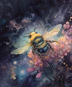 Panel dzianina zwierzęta w kwiatach pszczoła 4