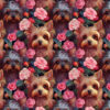 Welur tapicerski zwierzęta w różach yorki Yorkshire terrier 9