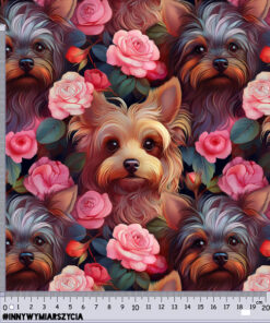 Alternative view of Welur tapicerski zwierzęta w różach yorki Yorkshire terrier 9